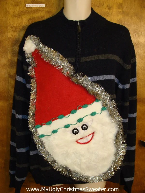 Christmas Twinkling Decorations Mens Furry Faced Santa Tacky Christmas Sweater