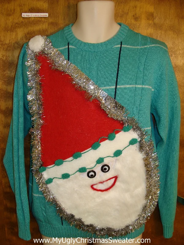 Christmas Magical Scenery Mens Furry Faced Santa Tacky Christmas Sweater
