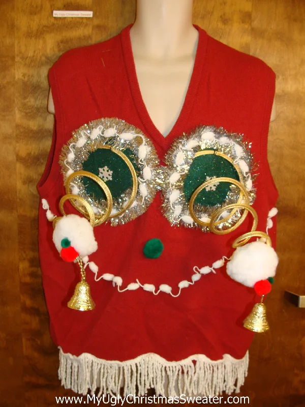 Red Ugly Christmas Sweater Vest with Fembots
