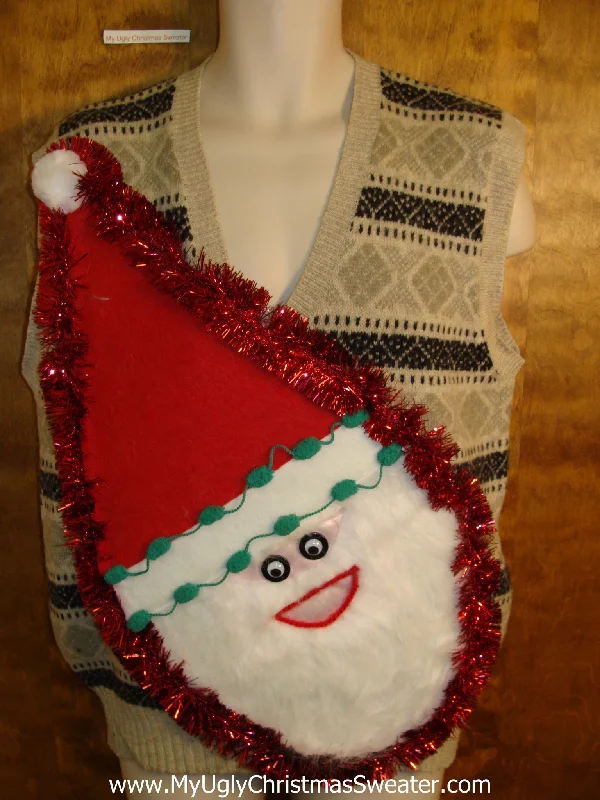 Christmas Snowman Building Mens Wacky Santa Ugly Christmas Sweater Vest