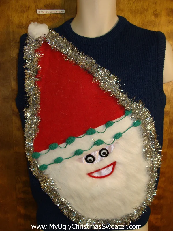Christmas Candle Warmth Wacky Santa Ugly Christmas Sweater Vest