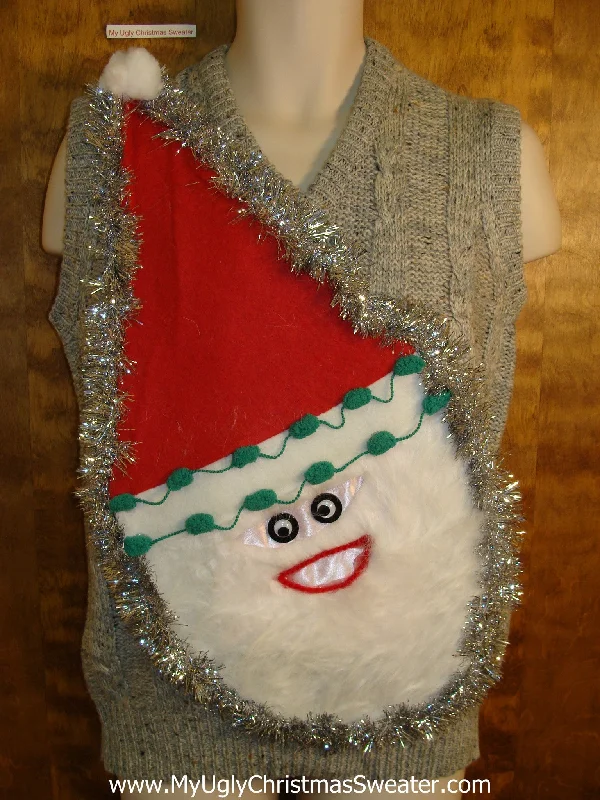 Christmas Evergreen Trees Wacky Santa Ugly Christmas Sweater Vest