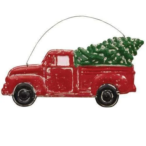 Metal Red Truck Hanger Christmas Decor