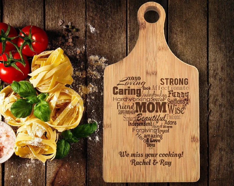 Christmas Glittering Stars Mom Mommy Mother of Groom Bride Mother's Day Paddle Engraved Bamboo Cutting Board Mimi Best Mama Birthday Gift Personalize from Daughter Son
