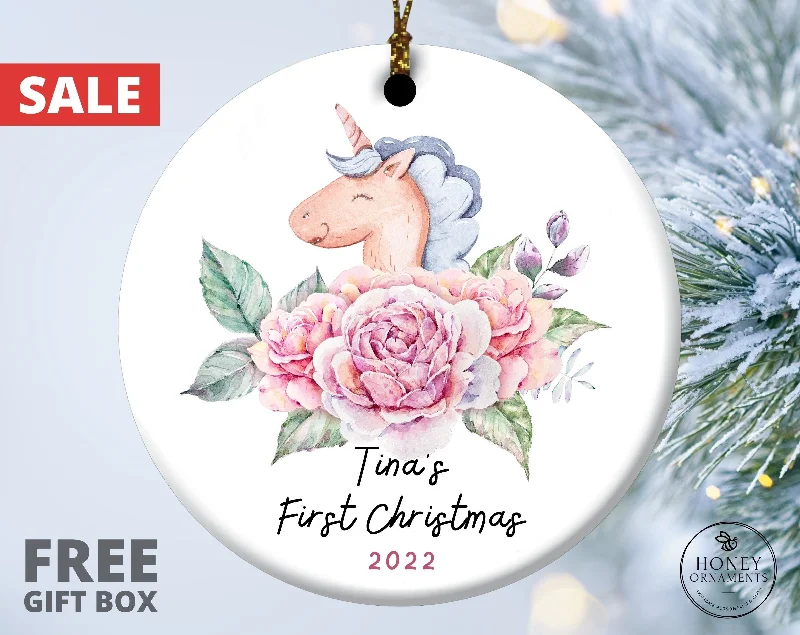 Christmas Sweet Treats My First Christmas Ornament for Girl, Baby's First Christmas Ornament 2023, Personalized Unicorn Baby Ornament, Baby's 1st Christmas Gift
