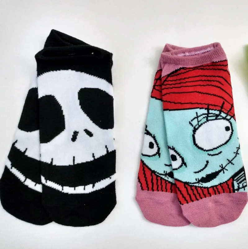Christmas Twinkling Decorations Nightmare Before Christmas Jack & Sally Heads Ankle Socks