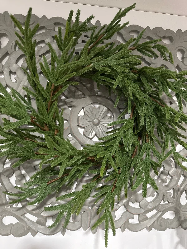 NORFOLK PINE WREATH, 28", GREEN