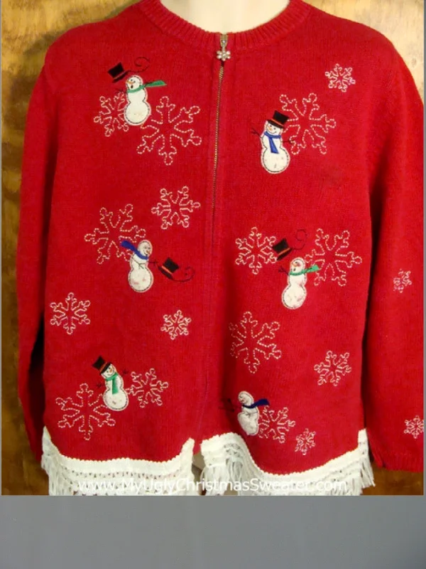Christmas Snow Covered Village Oh No Snowmen Lost Their Hats Ugly Christmas Jumper