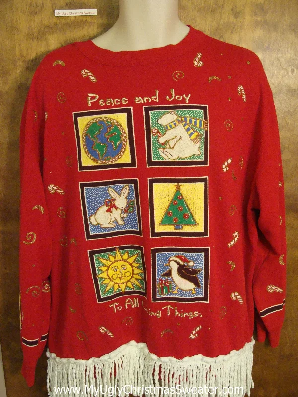 Christmas Gift Wrapping Ideas PEACE AND JOY TO ALL LIVING THINGS Christmas Sweatshirt
