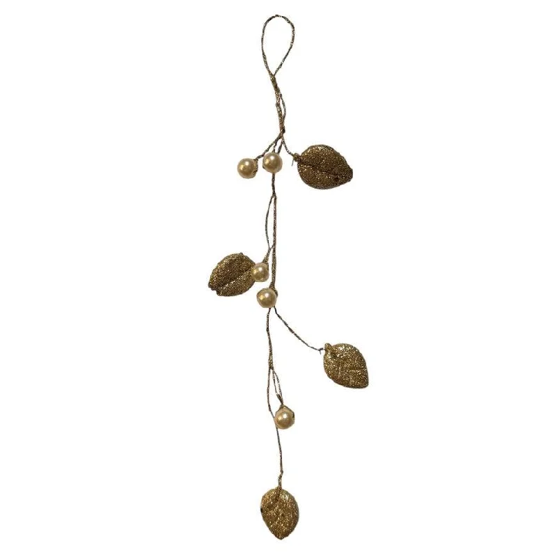 Christmas Village Scene Pearl Leaf Drop Ornament
