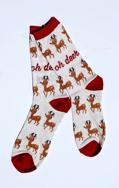 Christmas Winter Forest Oh Deer Crew Socks