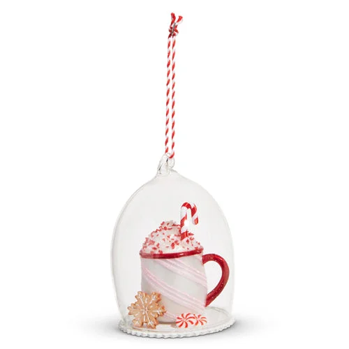 Christmas Twinkling Lights Peppermint Drink Glass Cloche Ornament