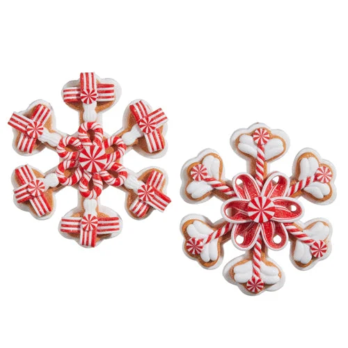 Christmas Green Wreath Peppermint Snowflake Cookie Ornament