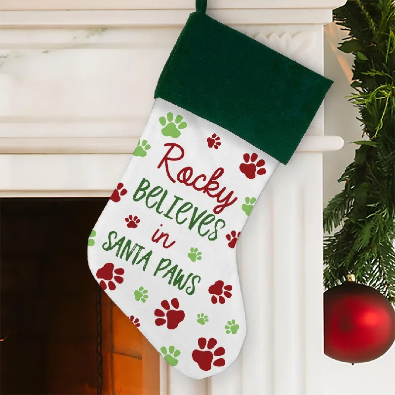 Personalized Believes in Santa Paws Stocking