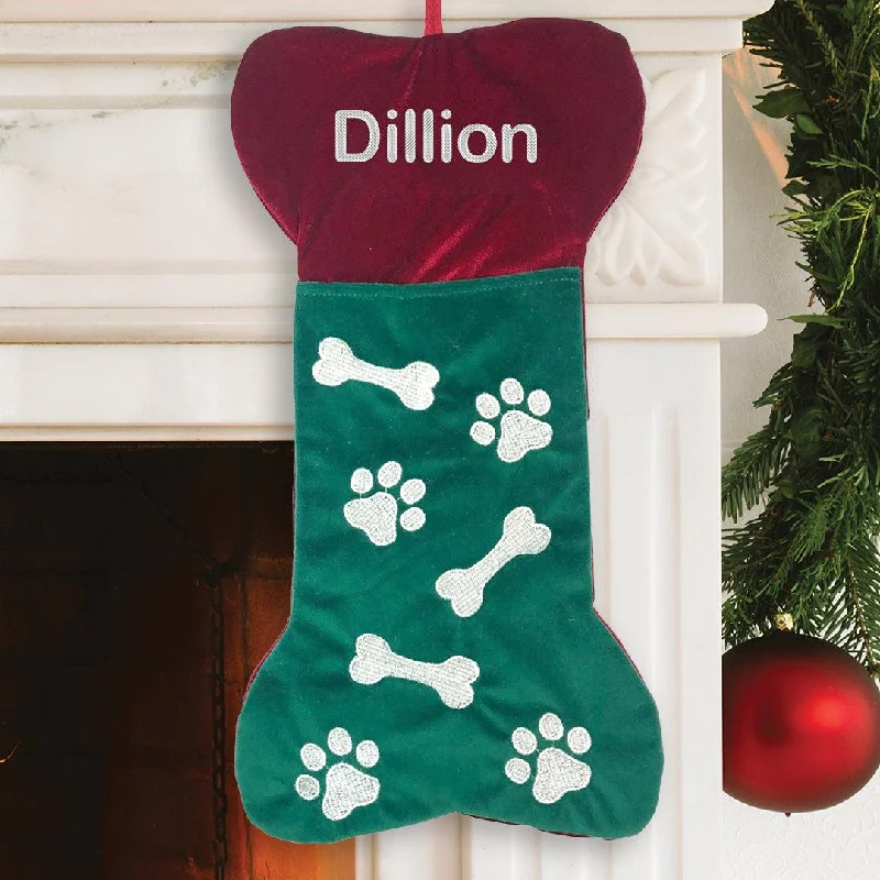 Personalized Bone Holiday Dog Stocking