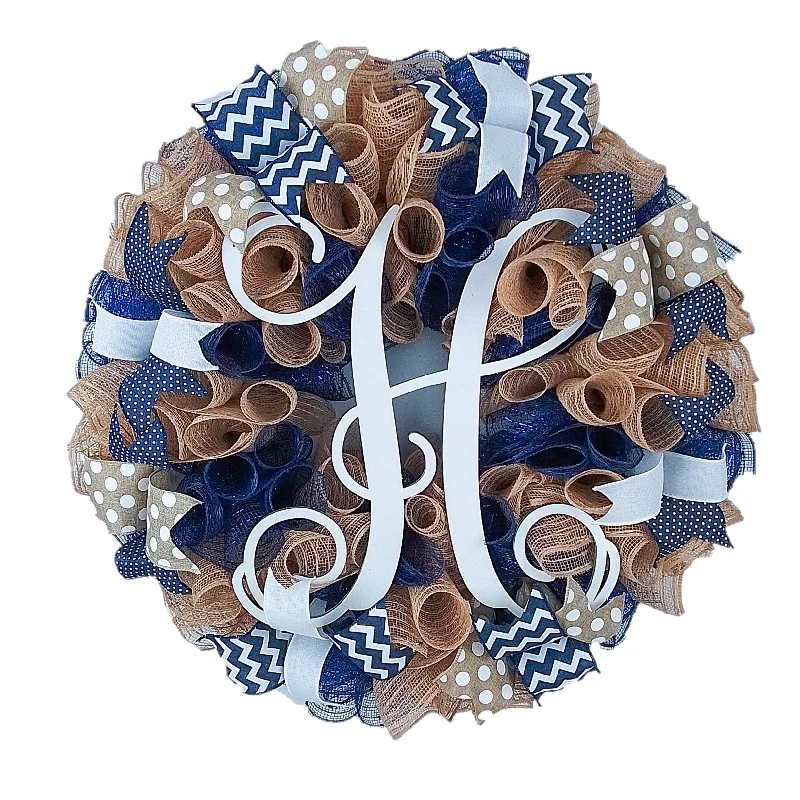 Christmas Tree Angel Personalized Burlap Wreath, Versatile Indoor Outdoor Decor, Custom Monogram Letter Feature Christmas Tree Angel Personalized Burlap Wreath, Versatile Indoor Outdoor Decor, Custom Monogram Letter Feature