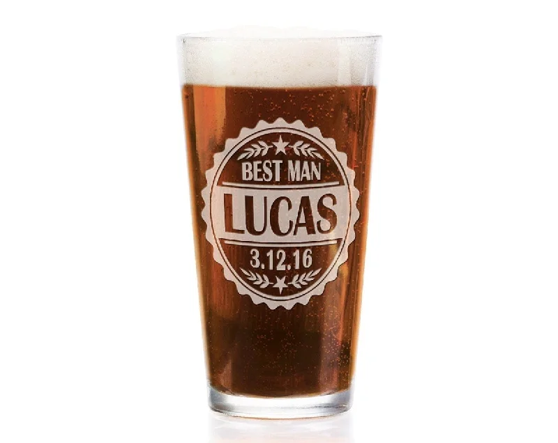 Christmas Snow Covered Village Personalized Classy Glass Patch Wedding Party Craft Pub Glasses Groomsmen Best Man Engraved Pint Drinking Glass Gift Favors Custom Beer Mug