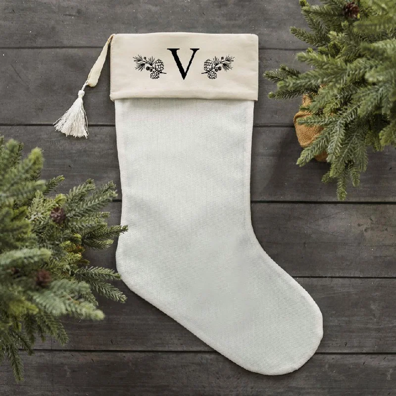 Monogrammed Cotton Stocking with Tassel