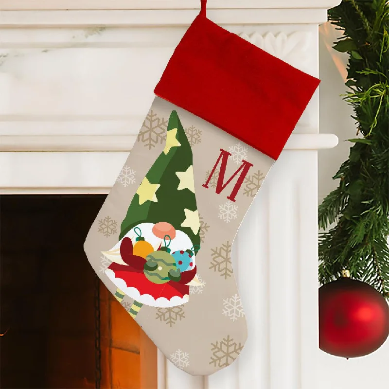 Personalized Gnome and Ornament Christmas Stocking