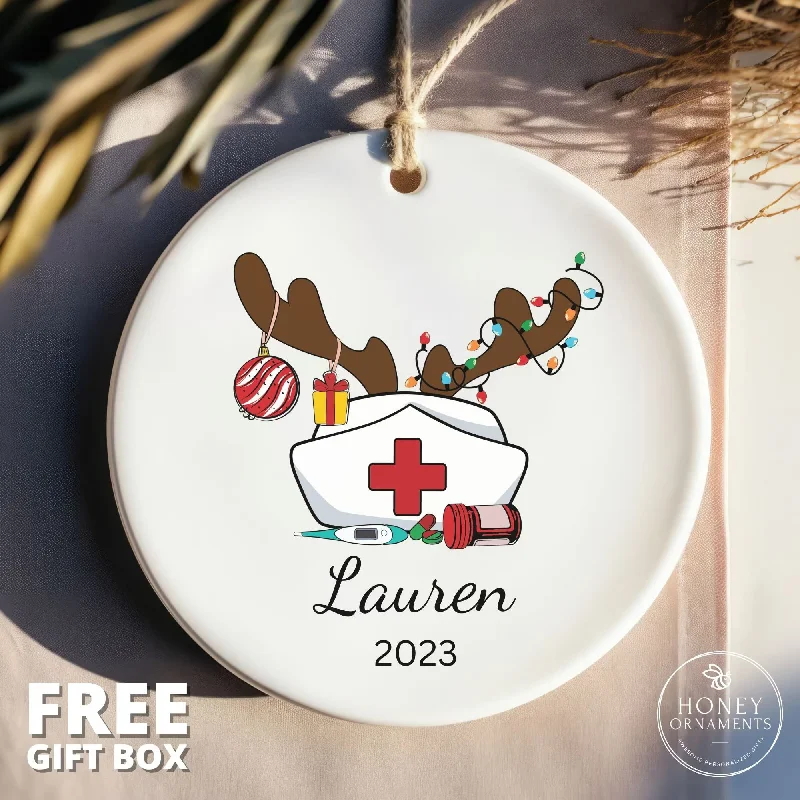 Christmas Evergreen Trees Personalized Nurse Christmas Ornament, Nurse Christmas Gift, Nurse Graduate, Nurse Retirement Gift, Gift for Nurse, First Christmas as Nurse