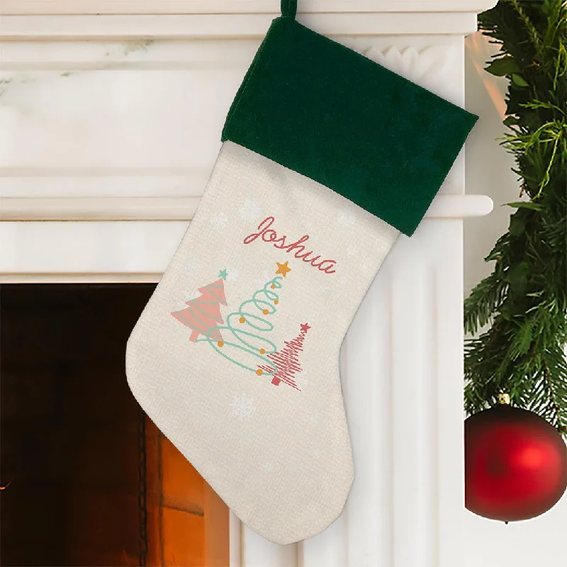 Personalized Oh Christmas Tree Green Cuff Stocking