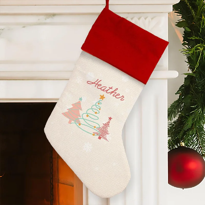 Personalized Oh Christmas Tree Red Cuff Stocking