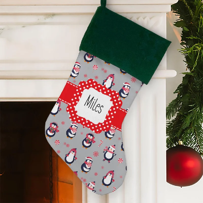 Personalized Penguins Christmas Stocking