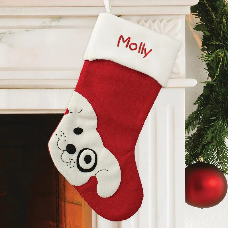 Personalized Red Wool Puppy Dog Stocking