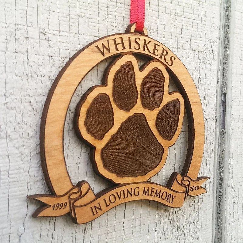 Christmas Holiday Goodies In Loving Memory Cat Dog Paw Print | Wood Ornament