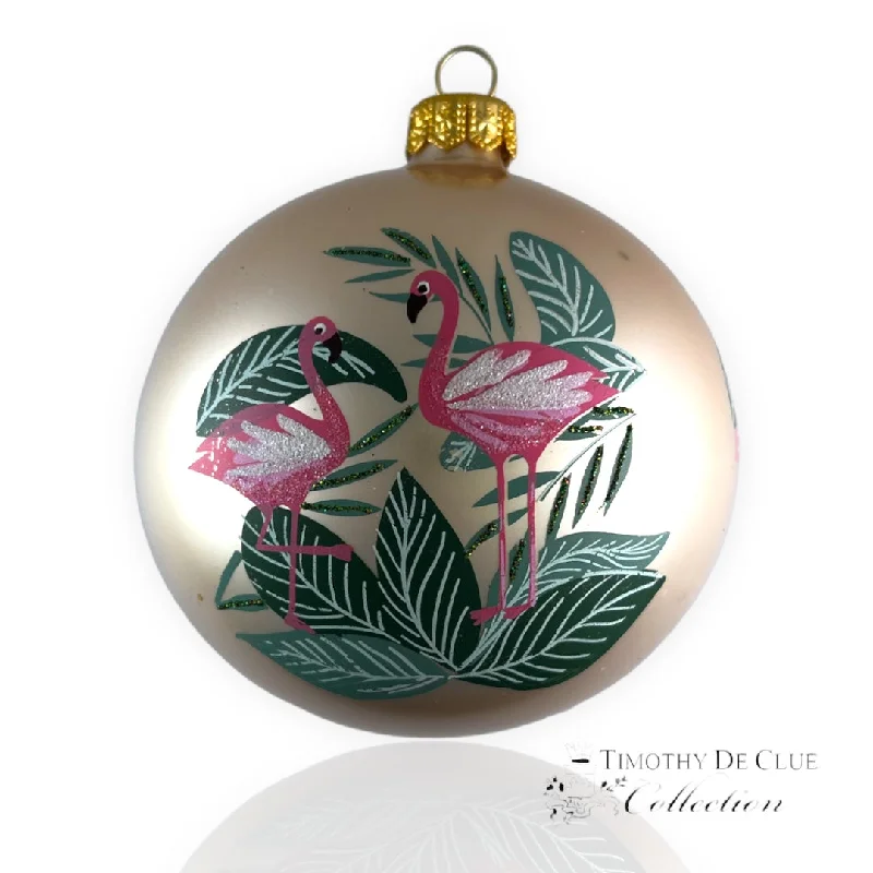 Christmas Star Tree Topper Pink Flamingo Birds of Feather - Hand Blown Glass Christmas Ornament | Made in Poland