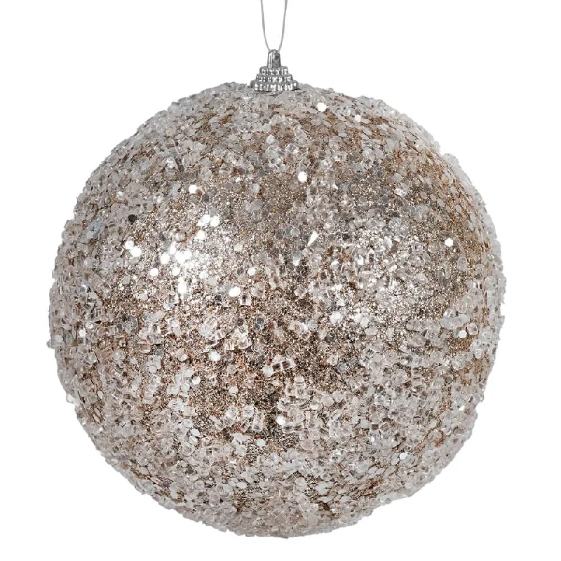 Christmas Cozy Weather Platinum Glittered & Sequined Ball Ornament