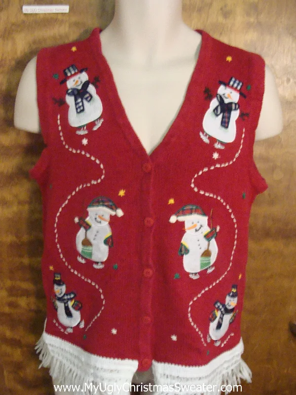 Christmas Toy Workshop Playful Snowmen Ugly Christmas Jumper Vest