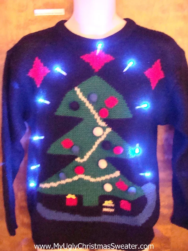 Pokka Dot Tree 80s Light Up Ugly Christmas Jumper