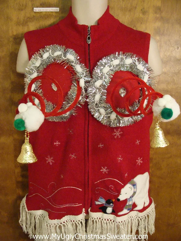 Polar Bear and Penguin Naughty Ugly Christmas Sweater Vest