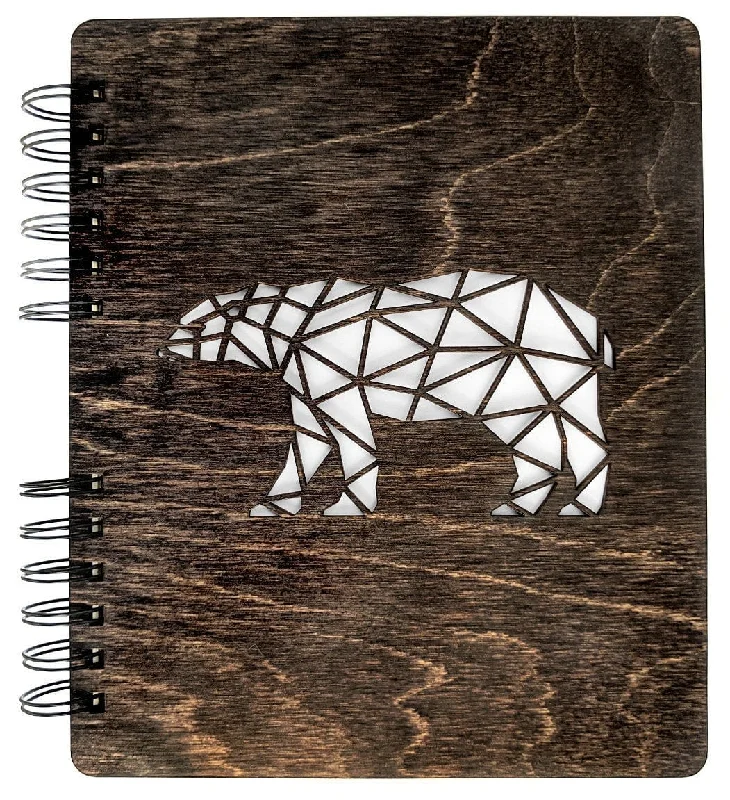 Christmas Cozy Fireplace Polar Bear Journal Office School Notebook Writing Sketchbook for Girls Boys Woman Men Friend Laser Cut Cocoa Wood Hardcover Travel Book Gift