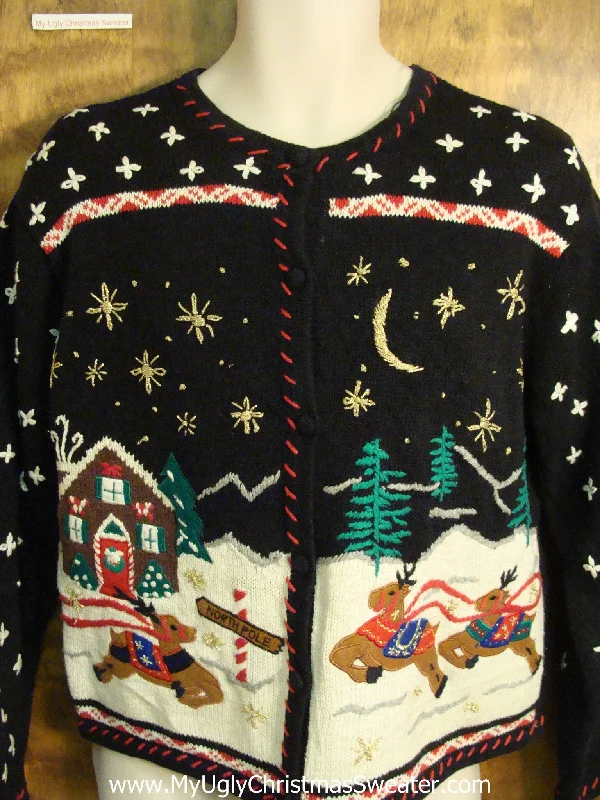 Christmas Mistletoe Magic Prancing Reindeer Themed Ugly Christmas Sweater