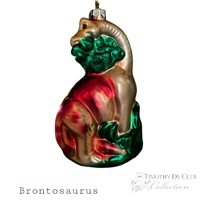 Christmas Holiday Traditions Prehistoric Brontosaurus Glass Christmas Ornament
