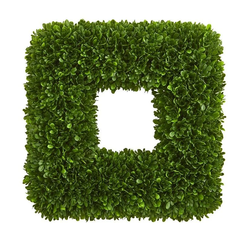 Christmas Cozy Evenings 17" Tea Leaf Square Wreath UV Resistant (Indoor / Outdoor)