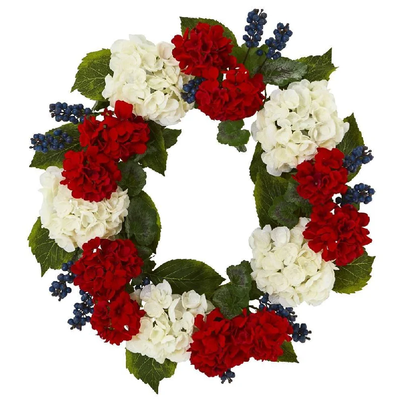 Christmas Santa Arrival 21" Geranium and Blue Berry Artificial Wreath