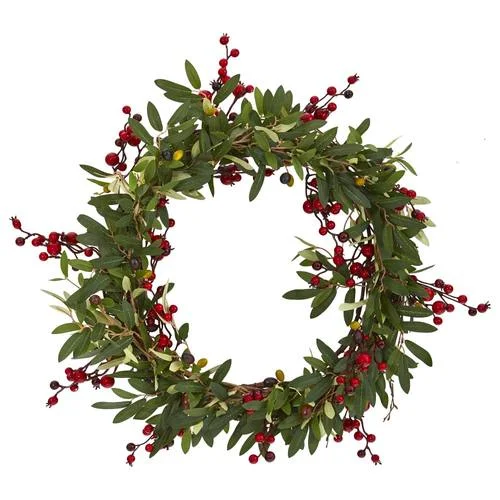 Christmas Magical Night 20" Olive with Berries Artificial Wreath