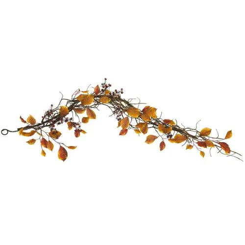 Christmas Festive Atmosphere 4'Fall Foliage, Berries  and Twig Artificial Garland
