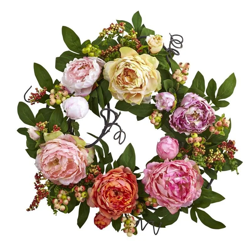 Christmas Holiday Traditions 20'' Mixed Peony & Berry Wreath
