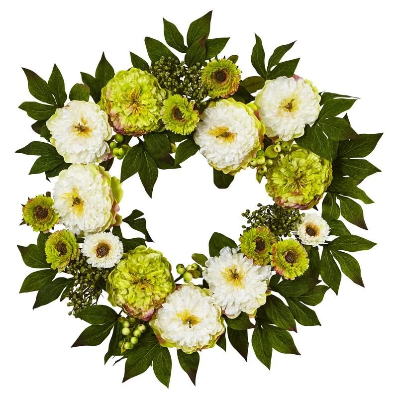 Christmas Winter Magic 24" Peony Mum Wreath