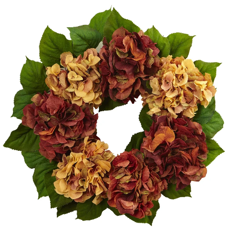 Christmas Snow Covered Streets 24'' Autumn Hydrangea Wreath
