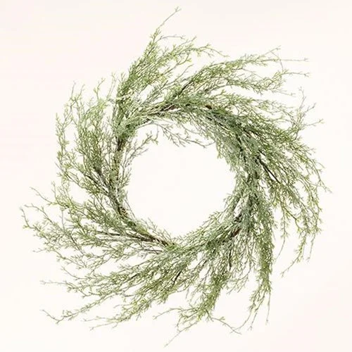 Christmas Candle Warmth Ice Glazed Cedar Wreath 24"