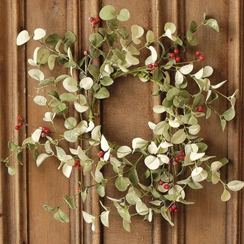 Christmas Evergreen Trees Winter Silver Dollar Wreath 16"