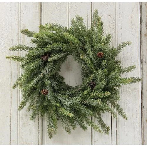 Christmas Storytelling Night Frosted White Spruce Wreath 18"