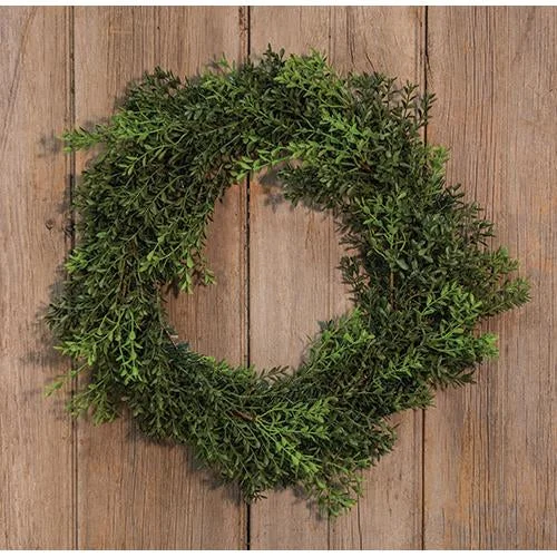Christmas Fireplace Ambience New England Boxwood Wreath 18"