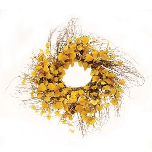 Christmas Joyful Celebration Penny Leaf Wreath 26" Mustard
