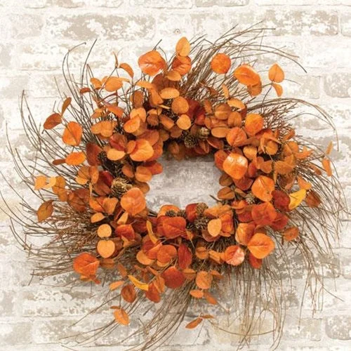 Christmas Hot Cocoa Penny Leaf Wreath 26" Red